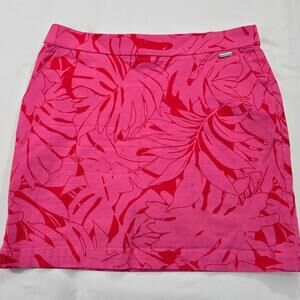 Rafaella Vibrant Pink Floral A-Line Athletic Tennis Walking Skirt Skort Size m